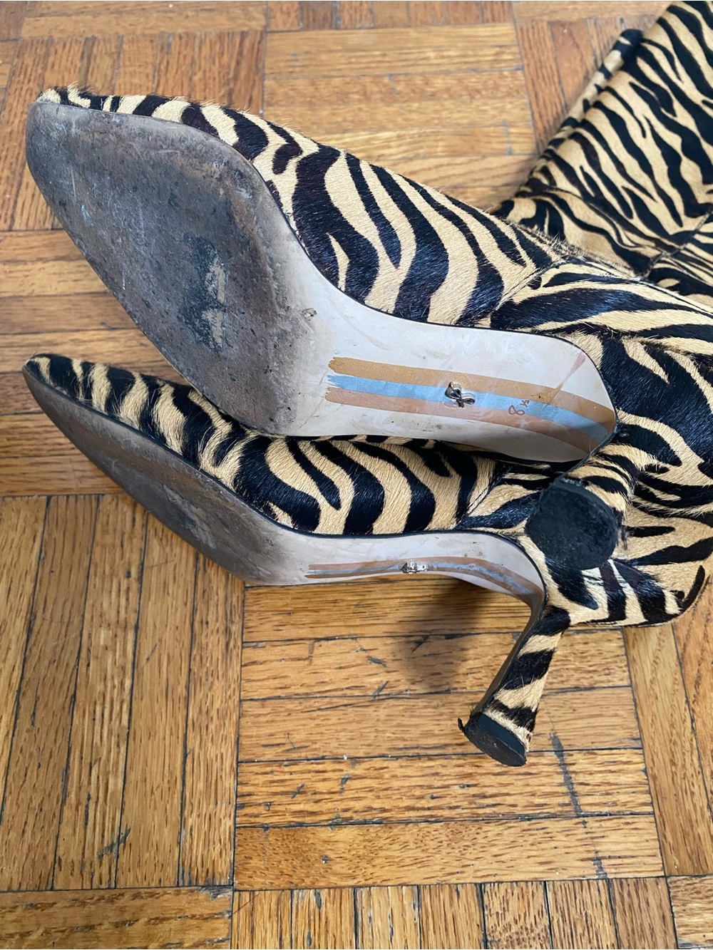 Sam Edelman Zebra-Print Genuine Calf Hair Knee High Boots - Picture 9 of 14